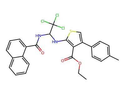 ETHYL 4-(4-METHYLPHENYL)-2-{[2,2,2-TRICHLORO-1-(1-NAPHTHOYLAMINO)ETHYL]AMINO}-3-THIOPHENECARBOXYLATE structure