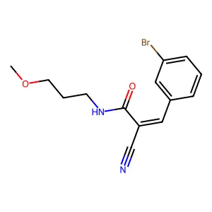 (Z)-3-(3-bromophenyl)-2-cyano-N-(3-methoxypropyl)prop-2-enamide structure