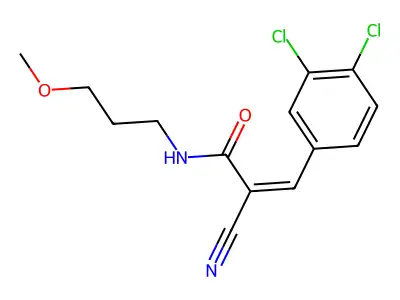 2-cyano-3-(3,4-dichlorophenyl)-N-(3-methoxypropyl)prop-2-enamide structure