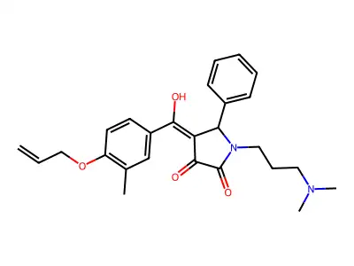 1-[3-(dimethylamino)propyl]-3-hydroxy-4-[3-methyl-4-(prop-2-en-1-yloxy)benzoyl]-5-phenyl-2,5-dihydro-1H-pyrrol-2-one structure