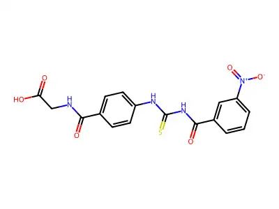 2-(4-(3-(3-Nitrobenzoyl)thioureido)benzamido)acetic acid structure