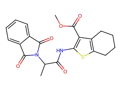 methyl 2-[2-(1,3-dioxo-2,3-dihydro-1H-isoindol-2-yl)propanamido]-4,5,6,7-tetrahydro-1-benzothiophene-3-carboxylate structure