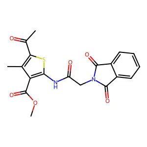 methyl 5-acetyl-2-{[(1,3-dioxo-1,3-dihydro-2H-isoindol-2-yl)acetyl]amino}-4-methylthiophene-3-carboxylate structure
