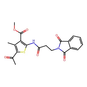 methyl 5-acetyl-2-[3-(1,3-dioxo-2,3-dihydro-1H-isoindol-2-yl)propanamido]-4-methylthiophene-3-carboxylate structure