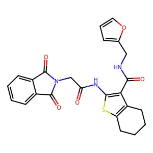 2-{[(1,3-dioxo-1,3-dihydro-2H-isoindol-2-yl)acetyl]amino}-N-(2-furylmethyl)-4,5,6,7-tetrahydro-1-benzothiophene-3-carboxamide structure