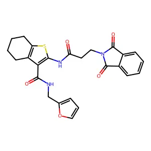 2-{[3-(1,3-dioxo-1,3-dihydro-2H-isoindol-2-yl)propanoyl]amino}-N-(2-furylmethyl)-4,5,6,7-tetrahydro-1-benzothiophene-3-carboxamide structure