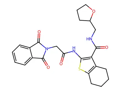 2-{[(1,3-dioxo-1,3-dihydro-2H-isoindol-2-yl)acetyl]amino}-N-(tetrahydrofuran-2-ylmethyl)-4,5,6,7-tetrahydro-1-benzothiophene-3-carboxamide structure
