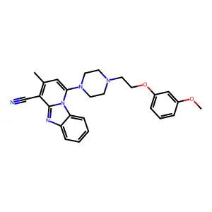 1-(4-(2-(3-methoxyphenoxy)ethyl)piperazin-1-yl)-3-methylbenzo[4,5]imidazo[1,2-a]pyridine-4-carbonitrile structure