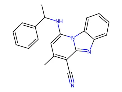 3-Methyl-1-[(1-phenylethyl)amino]pyrido[1,2-a]benzimidazole-4-carbonitrile structure