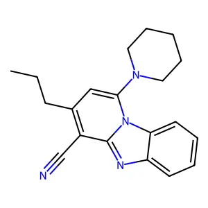 1-Piperidin-1-yl-3-propylpyrido[1,2-a]benzimidazole-4-carbonitrile structure