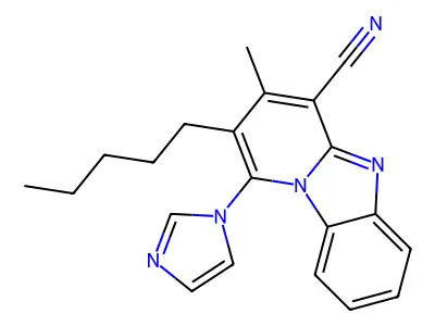 1-Imidazol-1-yl-3-methyl-2-pentylpyrido[1,2-a]benzimidazole-4-carbonitrile structure
