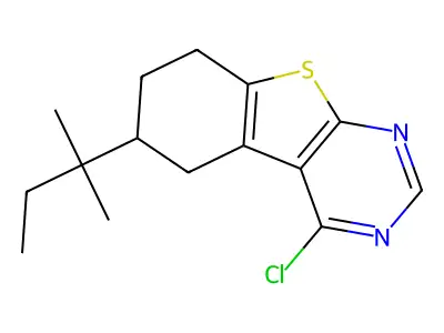 4-chloro-6-(2-methylbutan-2-yl)-5,6,7,8-tetrahydro[1]benzothieno[2,3-d]pyrimidine structure