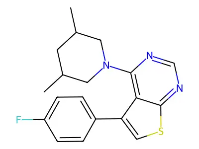 4-(3,5-Dimethylpiperidin-1-yl)-5-(4-fluorophenyl)thieno[2,3-d]pyrimidine structure