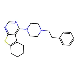 4-(4-phenethylpiperazin-1-yl)-5,6,7,8-tetrahydrobenzo[4,5]thieno[2,3-d]pyrimidine structure