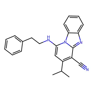 3-Isopropyl-1-[(2-phenylethyl)amino]pyrido[1,2-a]benzimidazole-4-carbonitrile structure