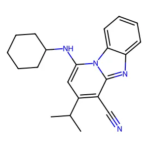 1-(Cyclohexylamino)-3-isopropylpyrido[1,2-a]benzimidazole-4-carbonitrile structure