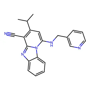 3-(propan-2-yl)-1-[(pyridin-3-ylmethyl)amino]pyrido[1,2-a]benzimidazole-4-carbonitrile structure