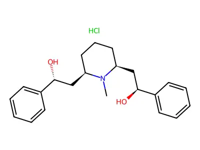 alpha,alpha'-Diphenyl-1-methyl-2,6-piperidinediethanol hydrochloride structure