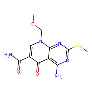 4-amino-8-(methoxymethyl)-2-methylsulfanyl-5-oxopyrido[2,3-d]pyrimidine-6-carboxamide structure
