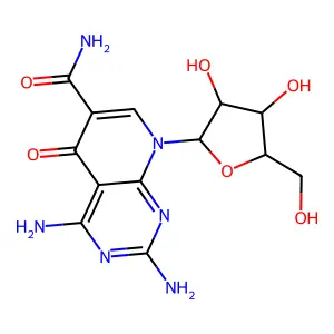 2,4-diamino-8-[3,4-dihydroxy-5-(hydroxymethyl)oxolan-2-yl]-5-oxopyrido[2,3-d]pyrimidine-6-carboxamide structure