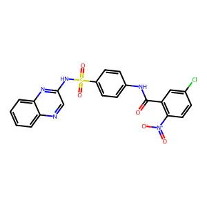 5-chloro-2-nitro-N-[4-(quinoxalin-2-ylsulfamoyl)phenyl]benzamide structure