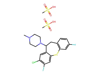 Piperazine, 1-(8-chloro-3,7-difluoro-10,11-dihydrodibenzo(b,f)thiepin-10-yl)-4-methyl-, methanesulfonate, hydrate (1:2:1) structure