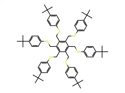 Benzene, hexakis[[[4-(1,1-dimethylethyl)phenyl]thio]methyl]- structure