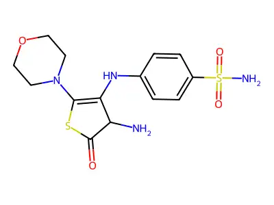 4-{[4-Amino-2-(morpholin-4-yl)-5-oxo-4,5-dihydrothiophen-3-yl]amino}benzene-1-sulfonamide structure