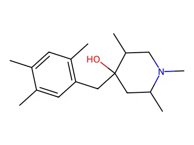 1,2,5-trimethyl-4-[(2,4,5-trimethylphenyl)methyl]piperidin-4-ol structure