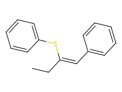 Benzene, [[1-(phenylmethylene)propyl]thio]- structure