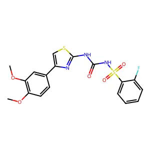 1-[4-(3,4-dimethoxyphenyl)-1,3-thiazol-2-yl]-3-(2-fluorophenyl)sulfonylurea structure
