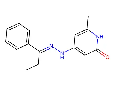 6-methyl-4-[2-(1-phenylpropylidene)hydrazinyl]-1H-pyridin-2-one structure