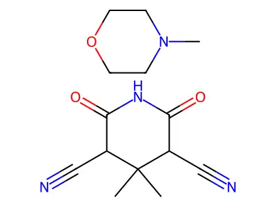 4,4-Dimethyl-2,6-dioxo-3,5-piperidinedicarbonitrile compd. with 4-methylmorpholine (1:1) structure