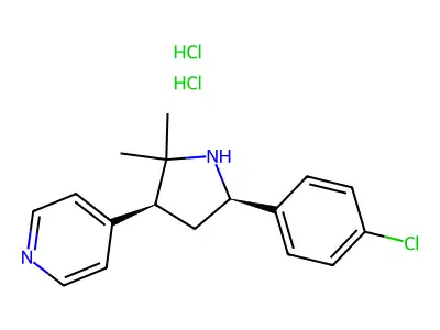 Pyridine, 2-(5-(4-chlorophenyl)-2,2-dimethyl-3-pyrrolidinyl)-, dihydrochloride, cis-(+-)- structure