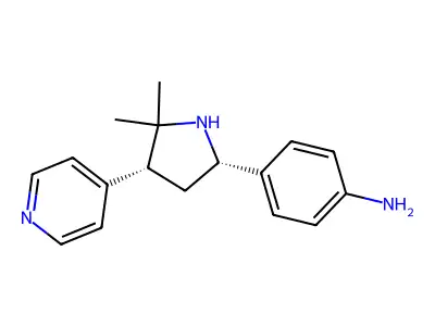 Benzenamine, 4-(5,5-dimethyl-4-(4-pyridinyl)-2-pyrrolidinyl)-, cis-(+-)- structure
