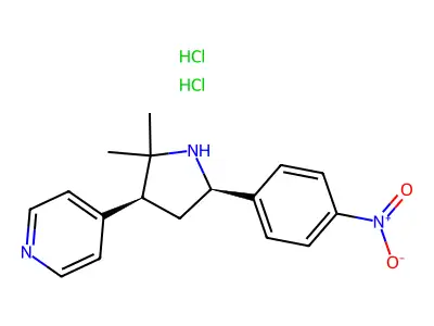 Pyridine, 4-(2,2-dimethyl-5-(4-nitrophenyl)-3-pyrrolidinyl)-, dihydrochloride, cis-(+-)- structure