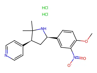 Pyridine, 4-(2,2-dimethyl-5-(4-methoxy-3-nitrophenyl)-3-pyrrolidinyl)-, dihydrochloride, cis-(+-)- structure