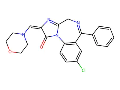 1H-Imidazo(1,2-a)(1,4)benzodiazepin-1-one, 2,4-dihydro-8-chloro-2-(4-morpholinylmethylene)-6-phenyl- structure