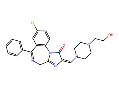 1H-Imidazo(1,2-a)(1,4)benzodiazepin-1-one, 2,4-dihydro-8-chloro-2-((4-(2-hydroxyethyl)-1-piperazinyl)methylene)-6-phenyl- structure