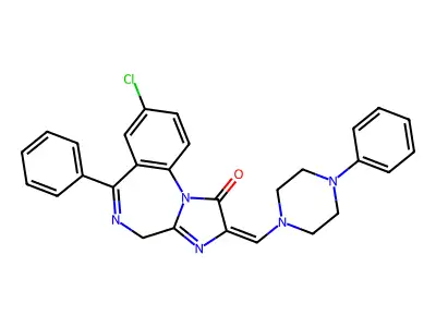 1H-Imidazo(1,2-a)(1,4)benzodiazepin-1-one, 2,4-dihydro-8-chloro-6-phenyl-2-((4-phenyl-1-piperazinyl)methylene)- structure