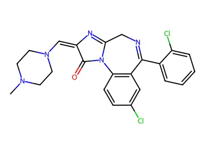 1H-Imidazo(1,2-a)(1,4)benzodiazepin-1-one, 2,4-dihydro-8-chloro-6-(2-chlorophenyl)-2-((4-methyl-1-piperazinyl)methylene)- structure