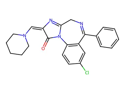 1H-Imidazo(1,2-a)(1,4)benzodiazepin-1-one, 2,4-dihydro-8-chloro-6-phenyl-2-(1-piperidinylmethylene)- structure