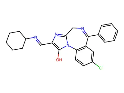 1H-Imidazo(1,2-a)(1,4)benzodiazepin-1-one, 2,4-dihydro-8-chloro-2-((cyclohexylamino)methylene)-6-phenyl- structure