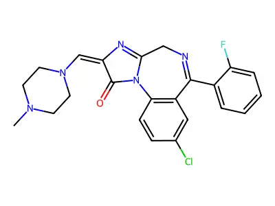 1H-Imidazo(1,2-a)(1,4)benzodiazepin-1-one, 2,4-dihydro-8-chloro-6-(2-fluorophenyl)-2-((4-methyl-1-piperazinyl)methylene)- structure