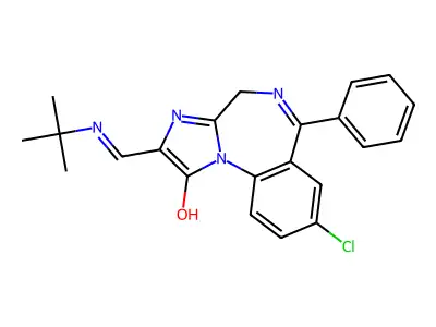1H-Imidazo(1,2-a)(1,4)benzodiazepin-1-one, 2,4-dihydro-8-chloro-2-(((1,1-dimethylethyl)amino)methylene)-6-phenyl- structure