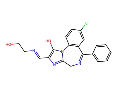 1H-Imidazo(1,2-a)(1,4)benzodiazepin-1-one, 2,4-dihydro-8-chloro-2-(((2-hydroxyethyl)amino)methylene)-6-phenyl- structure