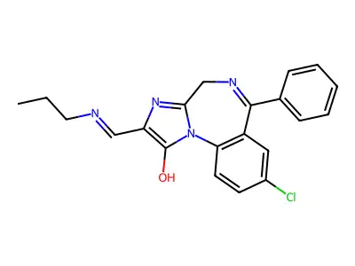 1H-Imidazo(1,2-a)(1,4)benzodiazepin-1-one, 2,4-dihydro-8-chloro-6-phenyl-2-((propylamino)methylene)- structure