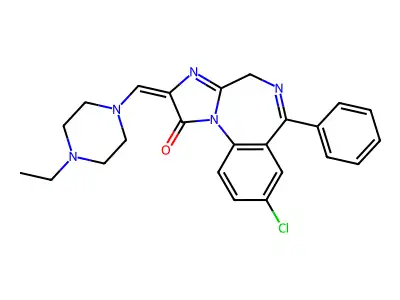 1H-Imidazo(1,2-a)(1,4)benzodiazepin-1-one, 2,4-dihydro-8-chloro-2-((4-ethyl-1-piperazinyl)methylene)-6-phenyl- structure