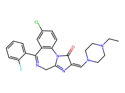 1H-Imidazo(1,2-a)(1,4)benzodiazepin-1-one, 2,4-dihydro-8-chloro-2-((4-ethyl-1-piperazinyl)methylene)-6-(2-fluorophenyl)- structure