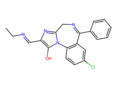 1H-Imidazo(1,2-a)(1,4)benzodiazepin-1-one, 2,4-dihydro-8-chloro-2-((ethylamino)methylene)-6-phenyl- structure
